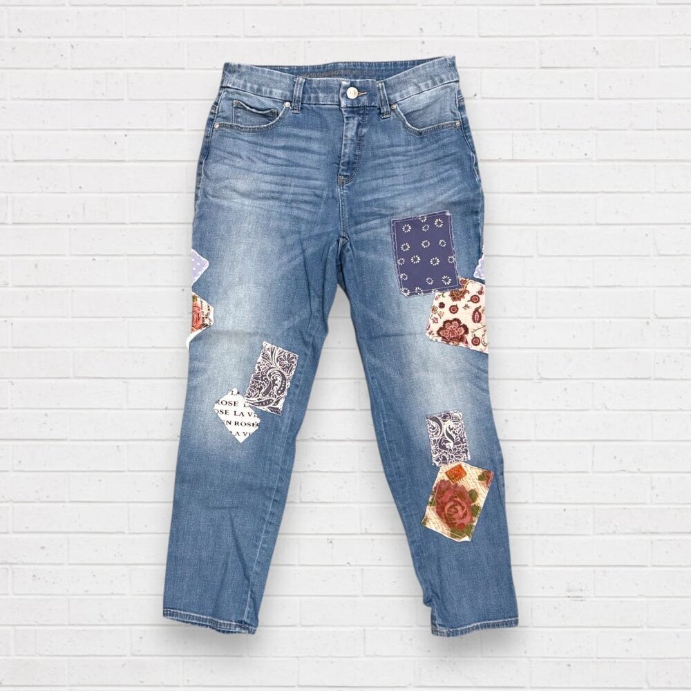 Chicos Patchwork So Slimming Girlfriend Crop Skin… - image 1